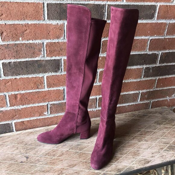STUART WEITZMAN Gillian Suede Over the Knee Boots Burgundy 6 MSRP $795 NWOT - Picture 5 of 8